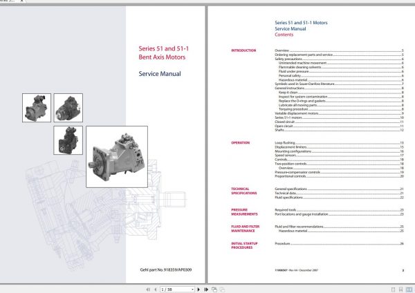 Sauer Danfoss Series 51 51 1 Bent Axis Motor Service Manual 918359 1