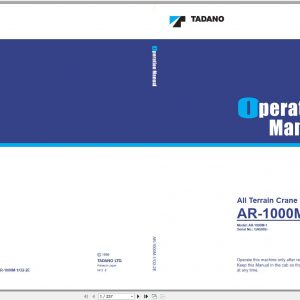 Tadano All Terrain Crane AR 1000M 1 GA5002 Operation Manual 1