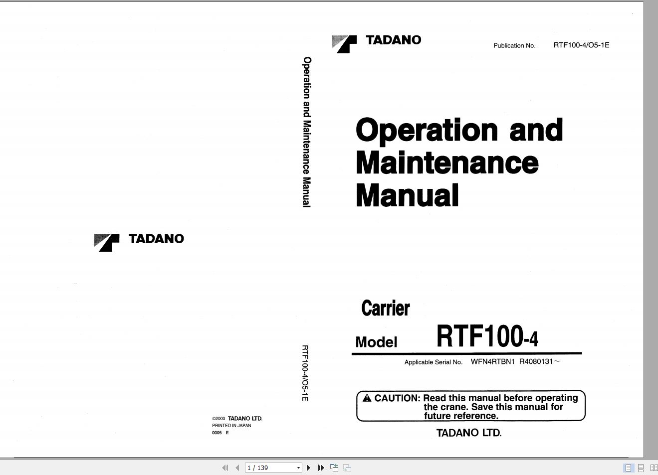 Tadano All Terrain Crane AR 1000M 1 WFN4RTBN1 R4080131 Operat 1