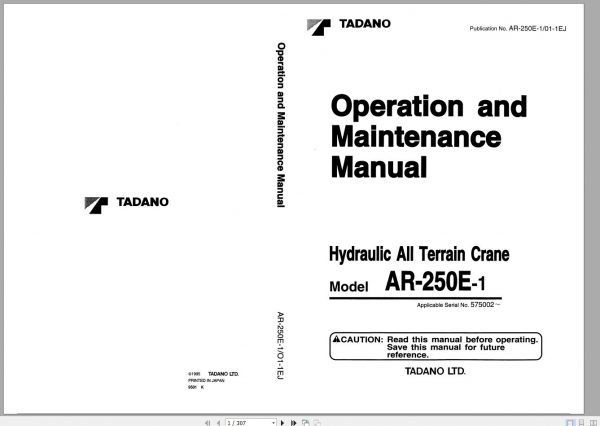 Tadano All Terrain Crane AR 250E 1 570002 Operation Manua 1 1