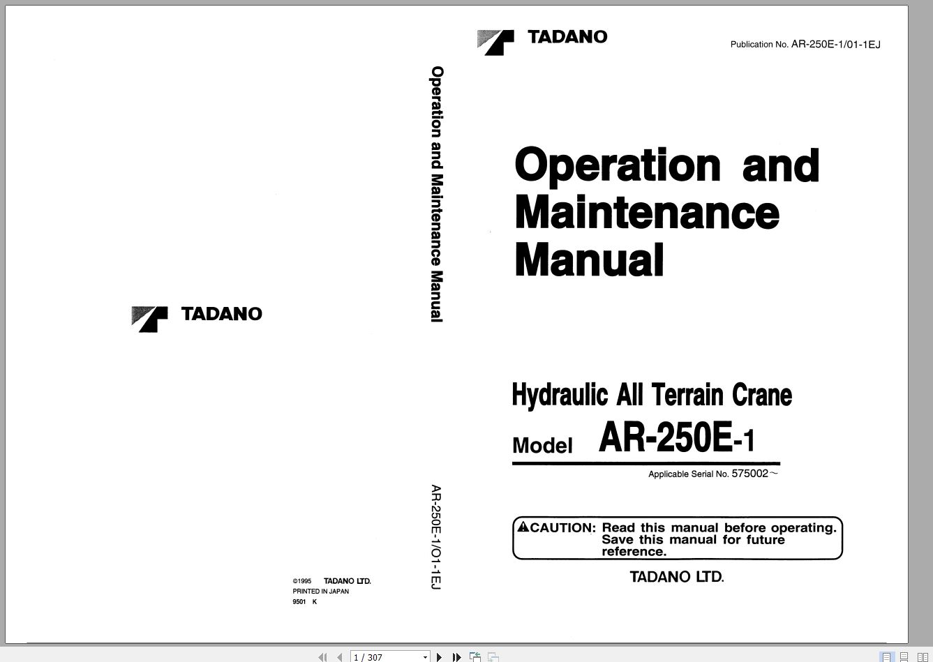 Tadano All Terrain Crane AR 250E 1 570002 Operation Manua 1 1
