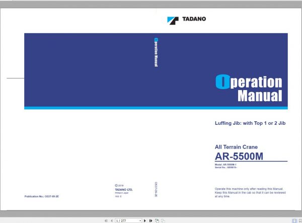 Tadano All Terrain Crane AR 5500M 1 GD5015 Operation Manual 1