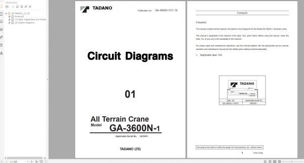 Tadano All Terrain Crane GA 3600N 1 GE5001 Circuit Diagram 2