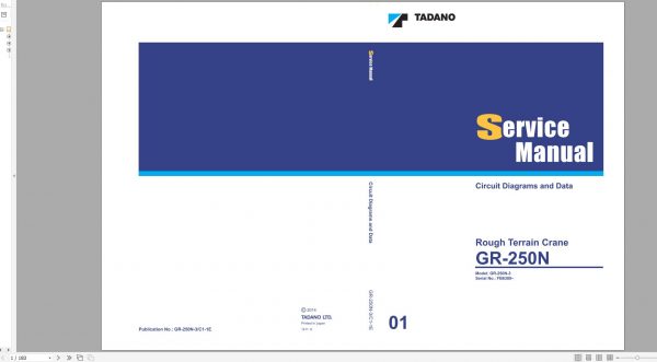 Tadano All Terrain Crane GR 250N 3 FB6389 Service Manual 2014 2