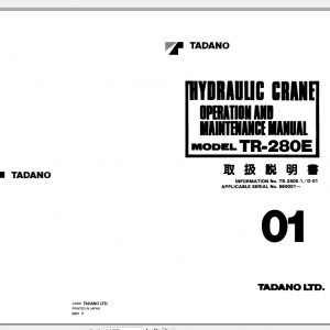 Tadano Hydraulic Rough Terrain Crane TR 280E 1 560001 Operation Manual 20 1