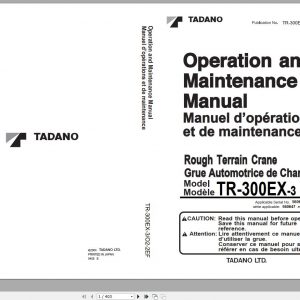 Tadano Hydraulic Rough Terrain Crane TR 300EX 3 560647 Operation Manual 1 1