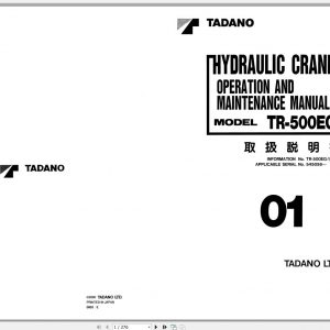 Tadano Hydraulic Rough Terrain Crane TR 500EG 1 545058 Operation Manual 1