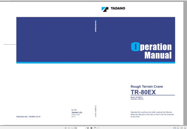 Tadano Hydraulic Rough Terrain Crane TR 80EX 1 FA0719 Operation Manual 19 1