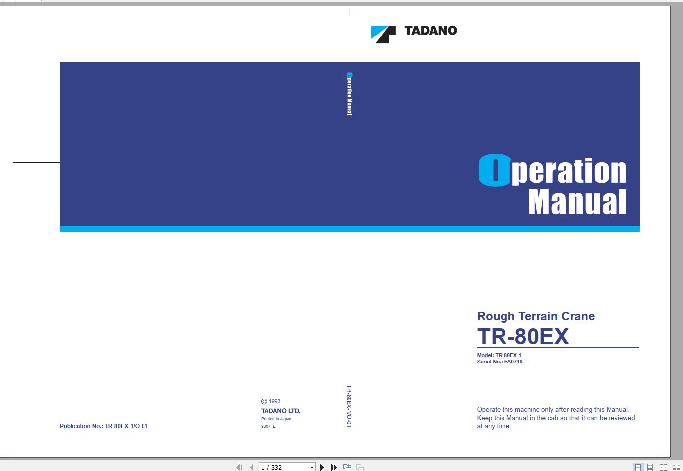 Tadano Hydraulic Rough Terrain Crane TR 80EX 1 FA0719 Operation Manual 19 1