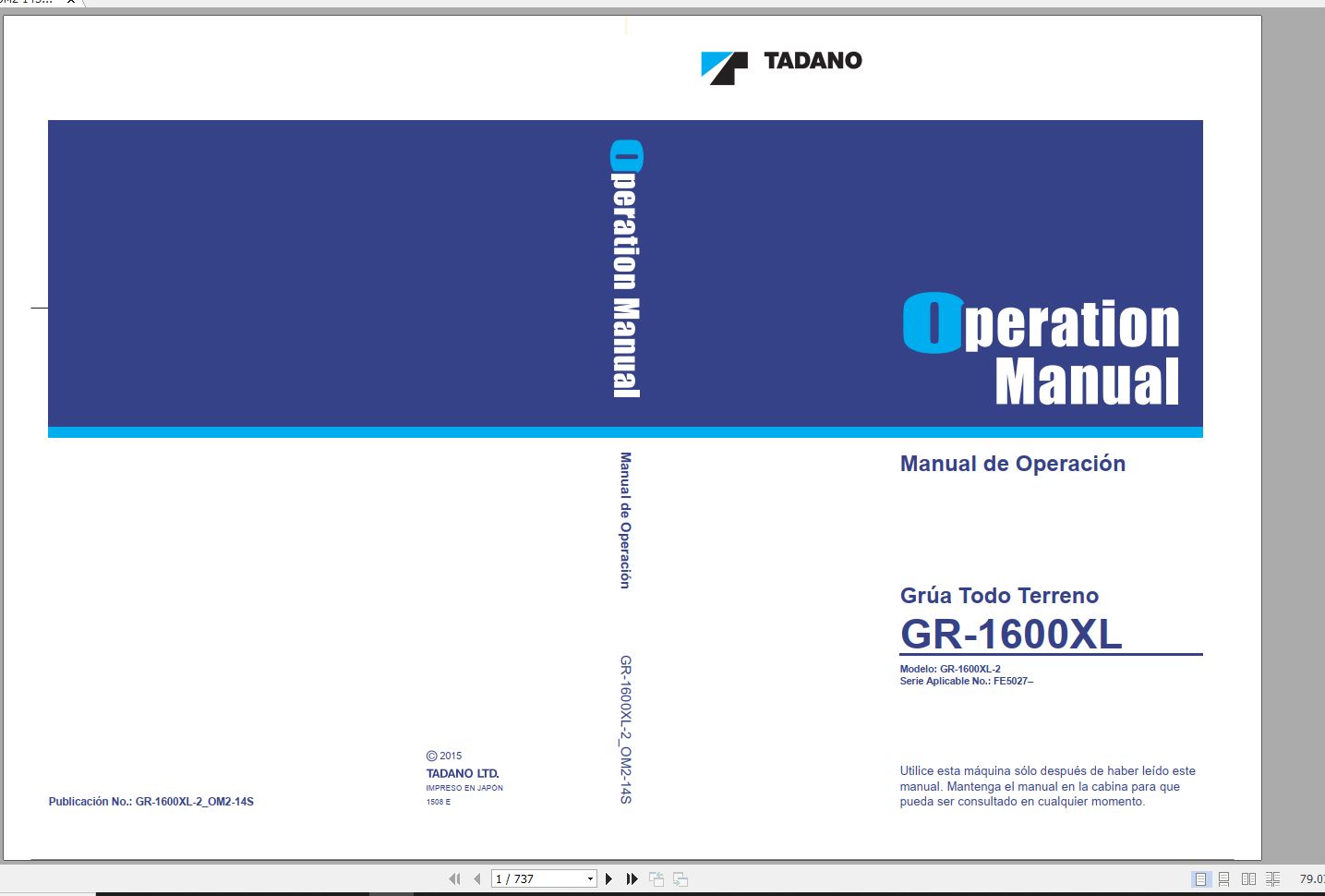 Tadano Rough Terrain Crane GR 1600XL 2 FE5027 Operation 1