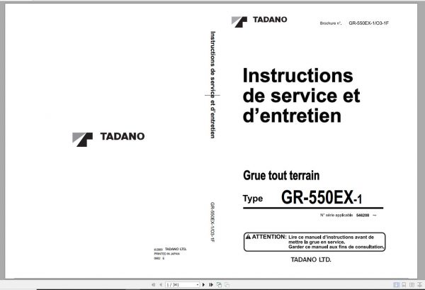 Tadano Rough Terrain Crane GR 500EX 1 546208 Operation Ma 1