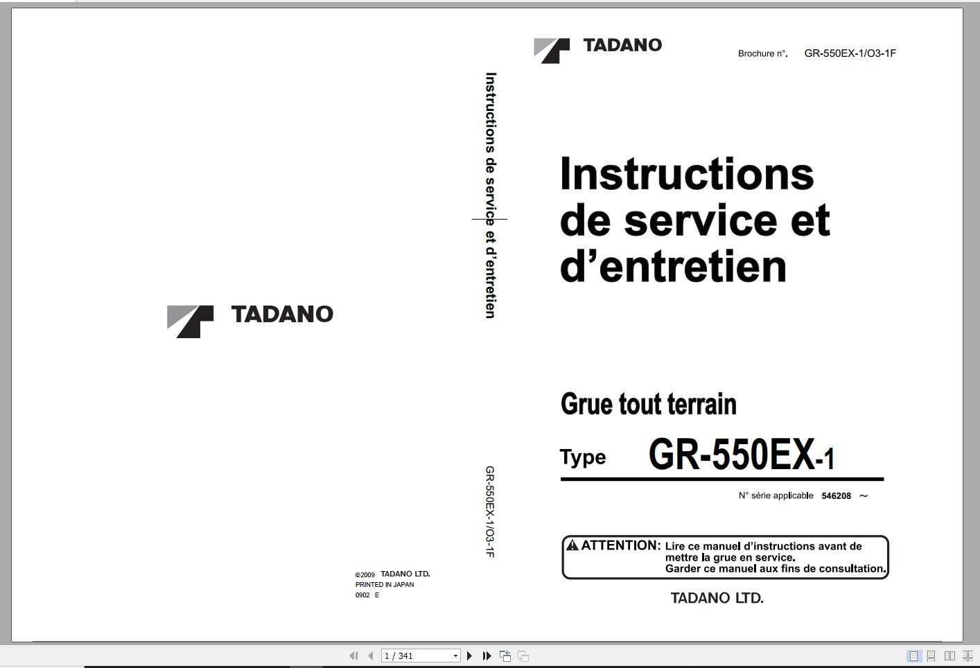 Tadano Rough Terrain Crane GR 500EX 1 546208 Operation Ma 1
