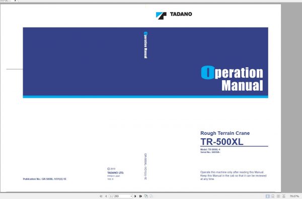 Tadano Rough Terrain Crane GR 500XL 1 540358 Operation Ma 1