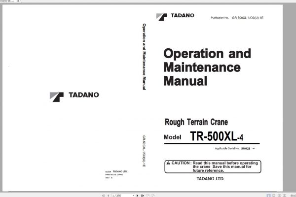 Tadano Rough Terrain Crane GR 500XL 1 540422 Operation Ma 1