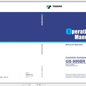Tadano Truck Crane GS 900BR 1 291126 Operation Manual 2014 PT 1