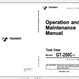Tadano Truck Crane GT 250C 1 JA0029 Operation Manual 2005 EN 1