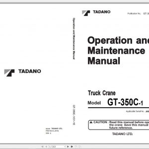 Tadano Truck Crane GT 350C 1 JA0056 Operation Manual 2005 EN 2