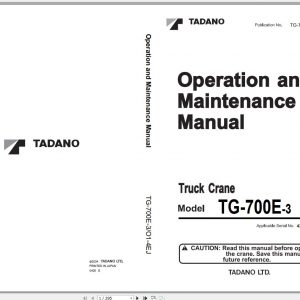 Tadano Truck Crane TG 700E 3 475305 Operation Manual 2004 EN JP 1