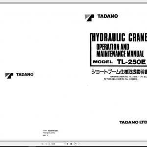 Tadano Truck Crane TL 250E 1 335285 Operation Manual 2000 JP 1