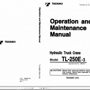 Tadano Truck Crane TL 250E 3 336151 Operation Manual 1998 EN JP 1