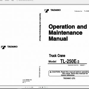 Tadano Truck Crane TL 250E 3 336207 Operation Manual 1999 EN JP 1