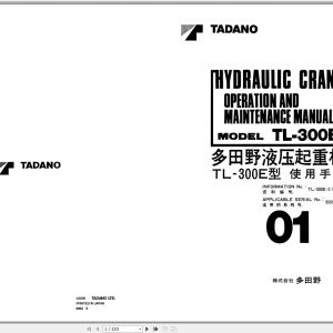 Tadano Truck Crane TL 300E 2 355114 Operation Manual 2000 EN JP 1