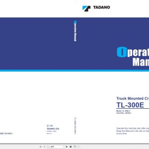 Tadano Truck Crane TL 300E 3 335363 Operation Manual 1998 EN JP 1