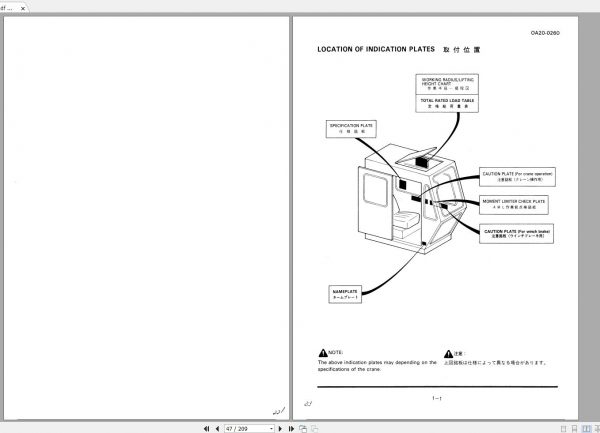 Tadano Truck Crane TL 300E 3 335496 Operation Manual 2000 EN JP 2