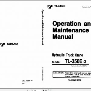 Tadano Truck Crane TL 350E 3 335754 Operation Manual 1998 EN JP 1
