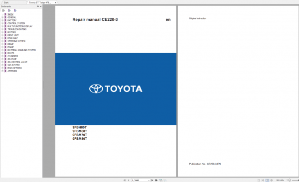 Toyota BT Traigo 9FBMK20T 35T Repair Manual Service Training Diagrams 0ba85c523de40ec74