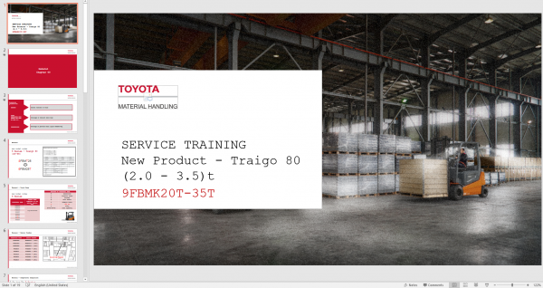 Toyota BT Traigo 9FBMK20T 35T Repair Manual Service Training Diagrams 1