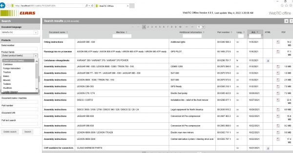 WebTIC LV Lativa CLAAS WebTIC Offline LV 11.2021 Operator Manual Repair Manual Service Documentation DVD 14823cbbec7da0f99