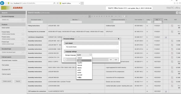 WebTIC LV Lativa CLAAS WebTIC Offline LV 11.2021 Operator Manual Repair Manual Service Documentation DVD 239556f6895ca08d9