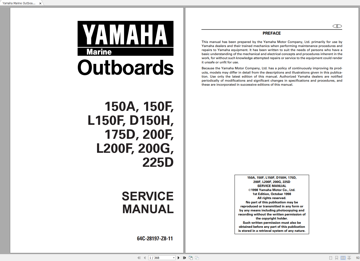 Yamaha Marine Outboards Collection Models PDF Service Manual, Technical
