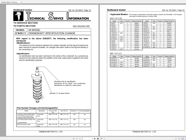 Yamaha Marine Outboards Collection Models PDF Service Manual Technical Information Spare Parts Catalog 8