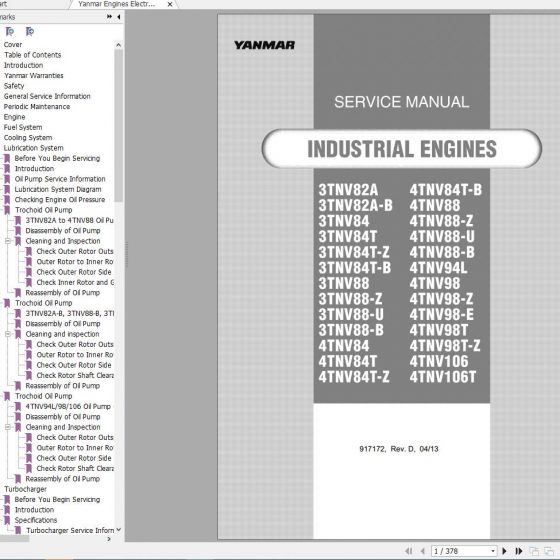 Yanmar Engines Electronic Control 3TNV82A4TNV106T Troubleshooting