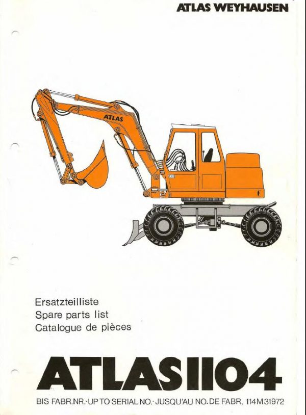 Atlas Excavator 1104 M Series 114 Spare Parts Catalogue 1