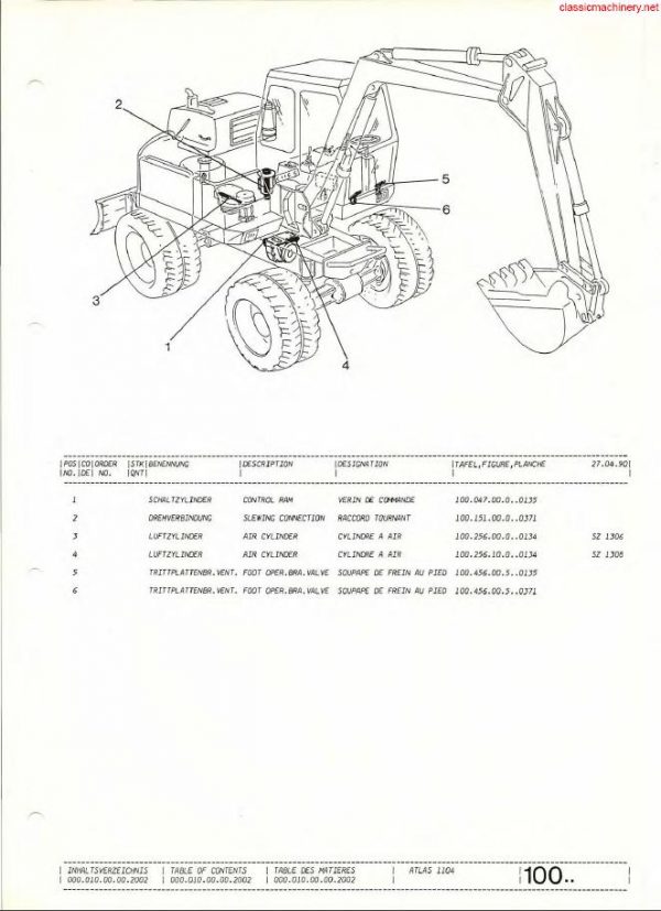Atlas Excavator 1104 M Series 114 Spare Parts Catalogue 2