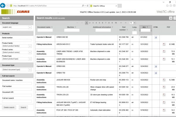 CLAAS WebTIC Offline EN 06.2022 Operator Manual Repair Manual Service Documentation EN DVD 11b725ef3efa17c1e 1