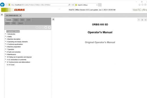 CLAAS WebTIC Offline EN 06.2022 Operator Manual Repair Manual Service Documentation EN DVD 275e017b7cdd4172e