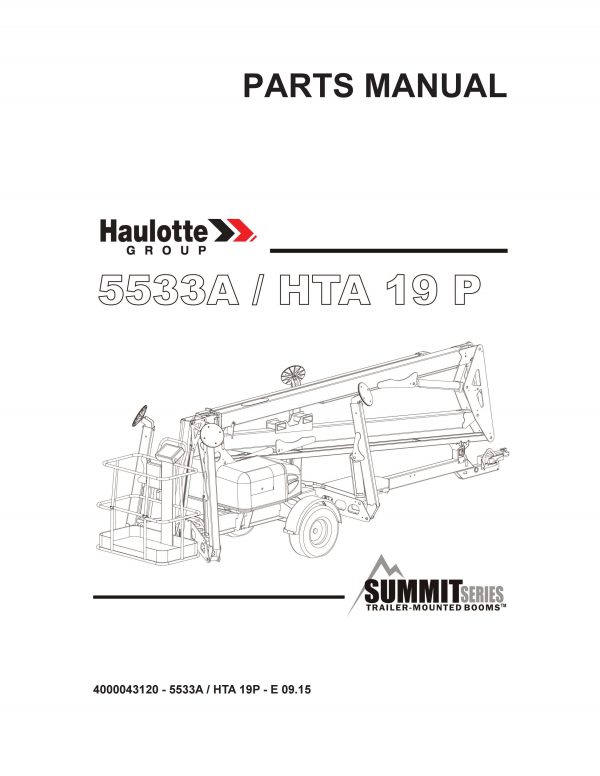 Haulotte Articulated Boom Lift 5533A HTA 19 P Spare Parts Catalog 4000415530 09.2015 EN FR scaled