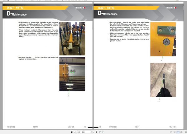 Haulotte Articulating Boom Lift 3632T HTT13 Maintenance Book 4001010660 04.2019 1