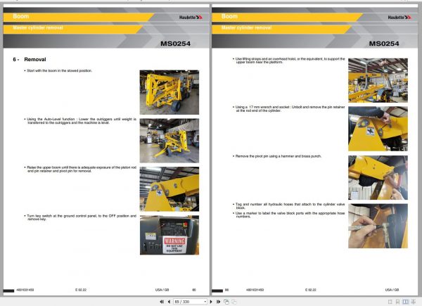 Haulotte Articulating Boom Lift 45XA HLA16PX 55XA HLA19PX Maintenance Book 4001031450 02.2022 1