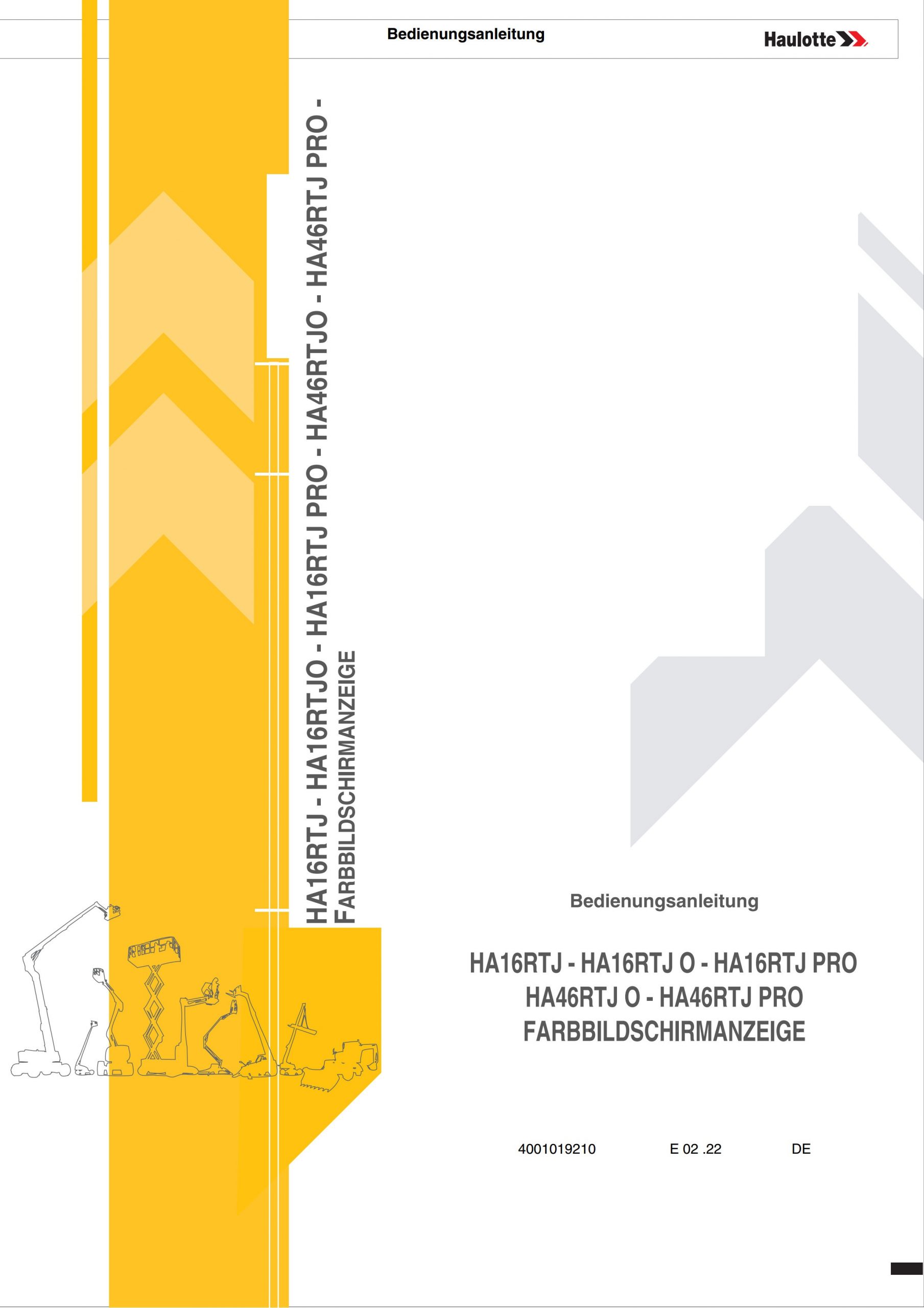 Haulotte Articulating Boom Lift HA16 HA46 RTJ O PRO Operators Manual 4001019210 02.2022 DE scaled