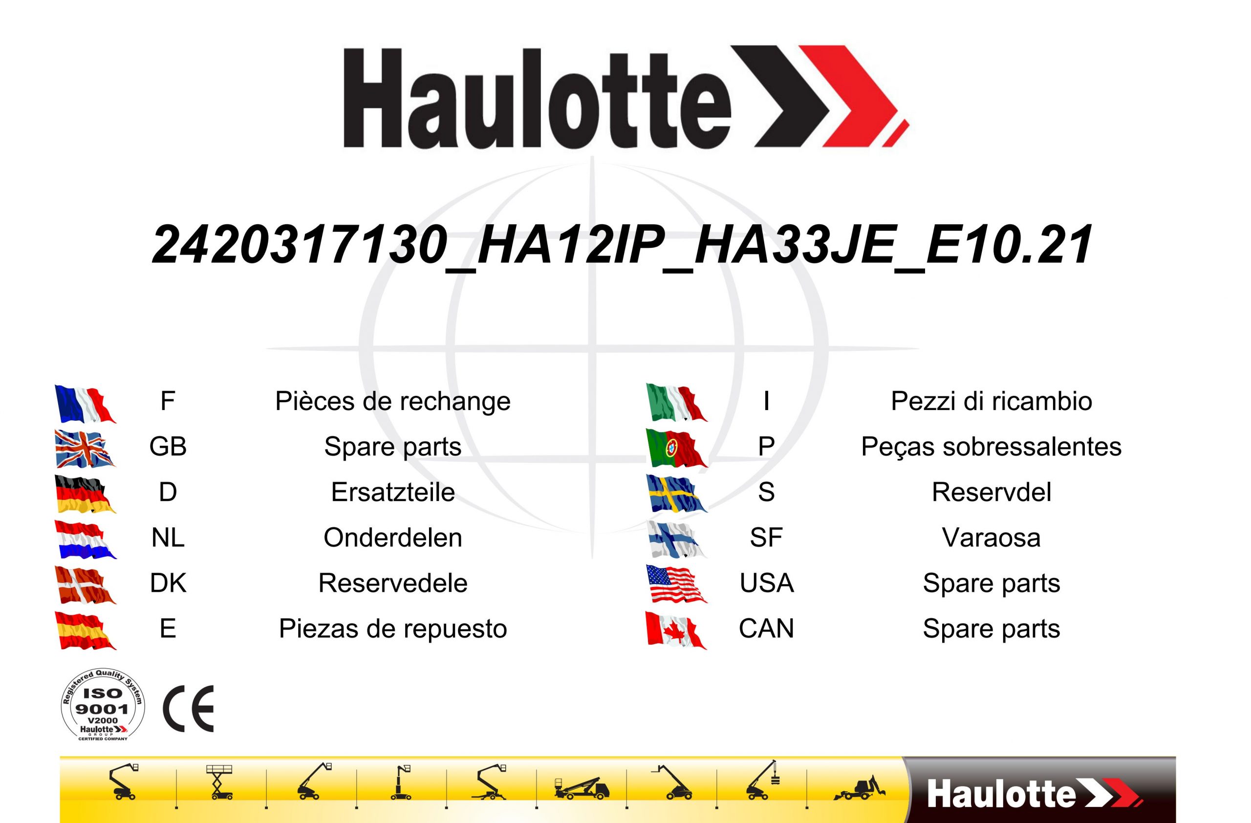 Haulotte Boom Lift HA12IP HA33JE Spare Parts Catalog 2420317130 10.2010 EN FR scaled