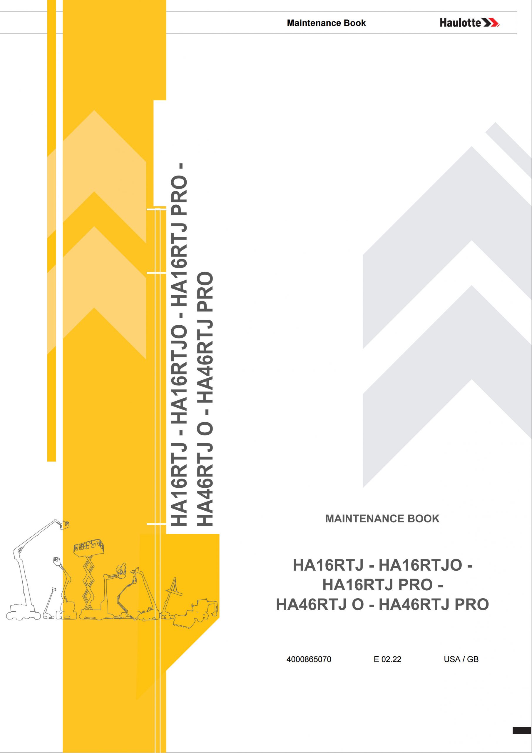 Haulotte Diesel Articulating Boom HA16 HA46 RTJ O PRO Maintenance Book 4000865070 02.2022 scaled