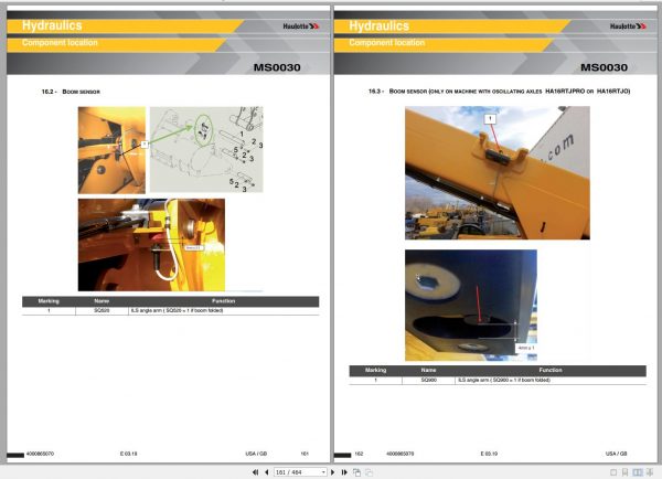 Haulotte Diesel Articulating Boom HA16 HA46 RTJ O PRO Maintenance Book 4000865070 03.2019 1