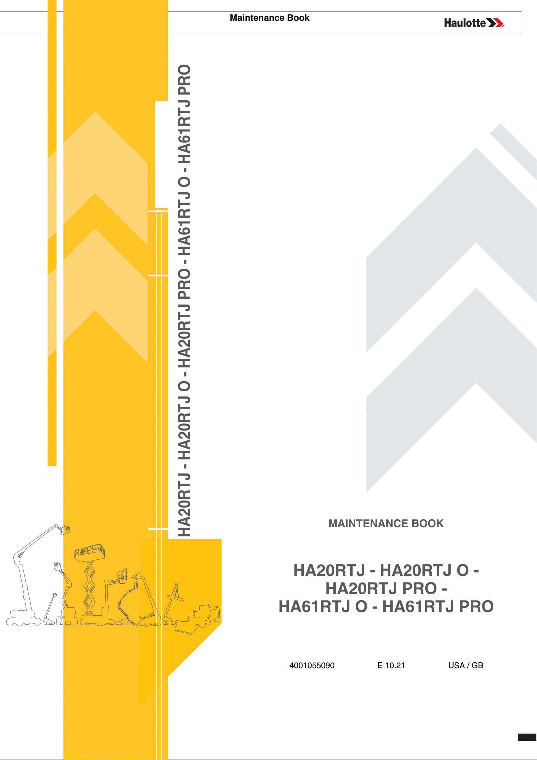 Haulotte Diesel Articulating Boom HA20 HA61 RTJ O PRO Maintenance Book 4001055090 10.2021 scaled