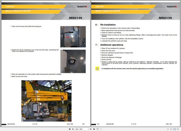 Haulotte Diesel Articulating Boom HA26 HA80 RTJ O PRO SW Maintenance Book 4001055180 12.2019 1