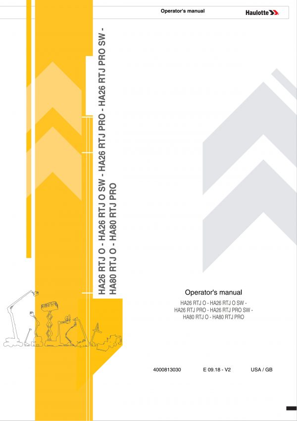 Haulotte Diesel Articulating Boom HA26 HA80 RTJ O PRO SW Operators Manual 4000813030 09.2018 scaled
